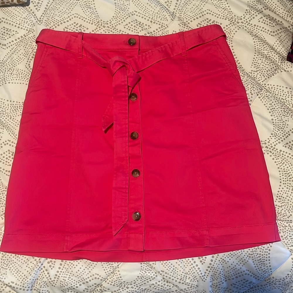 J. Crew Pink Button Down Pencil Skirt With Pockets Size 10 NWT